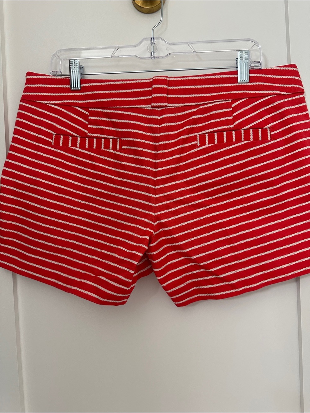 J. Crew City Fit Red and White Striped Stretch Chino Women’s Shorts